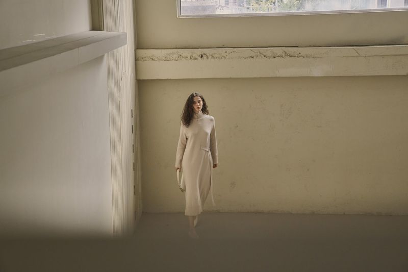 UNBALANCED KNIT DRESS_OATMEAL
