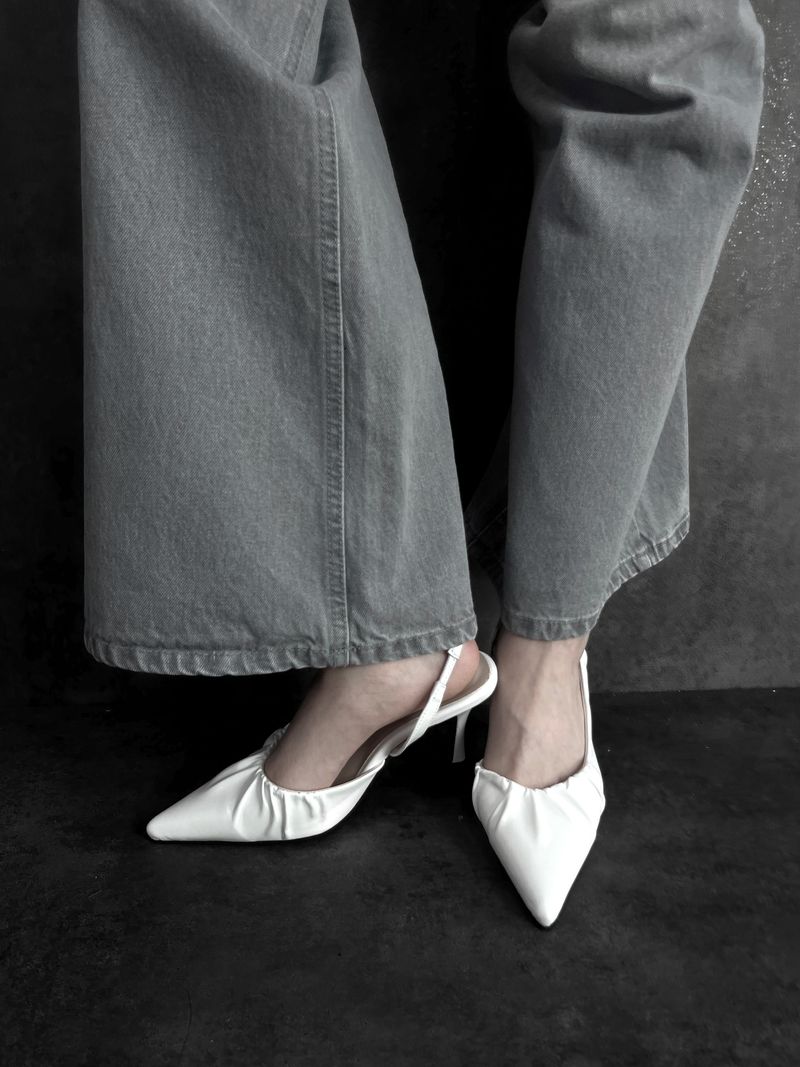 shirring leather stiletto heels (2color)
