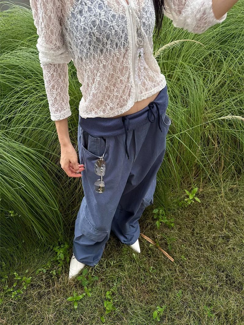 Khaki Cargo Wide Leg Straight Pants