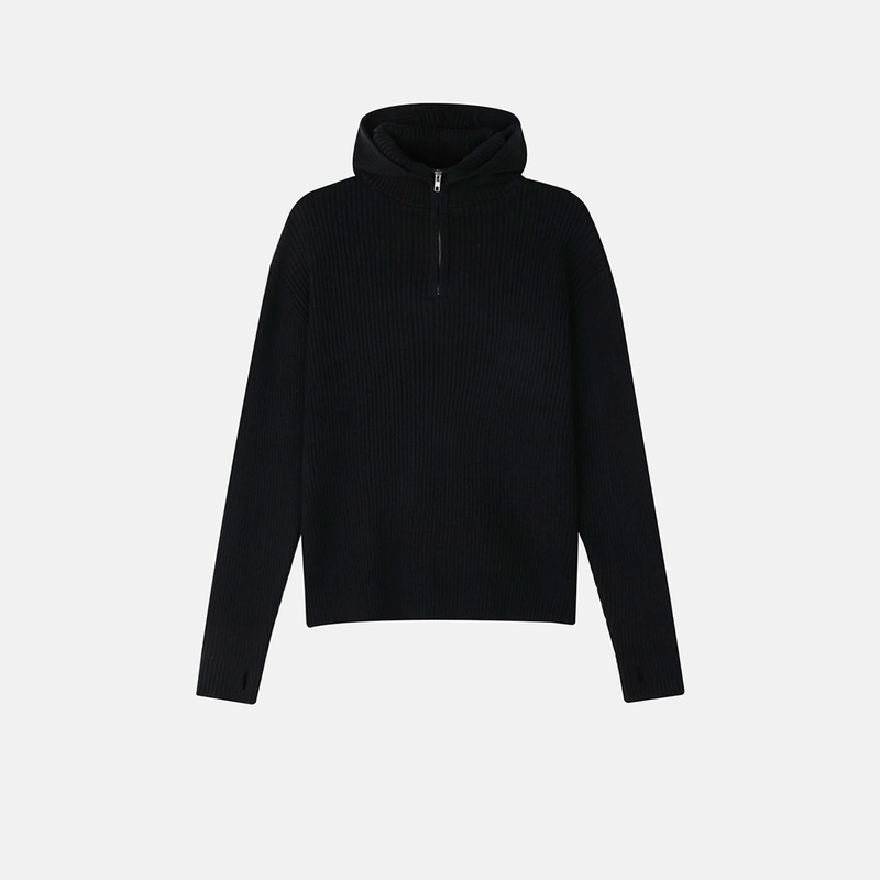 Tail hooded warmer knitwear