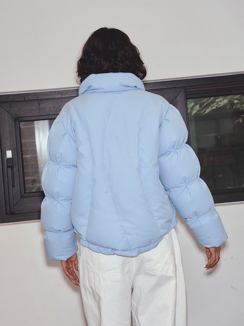 CURVE LINE COLLARED DOWN PUFFER (SKY BLUE)