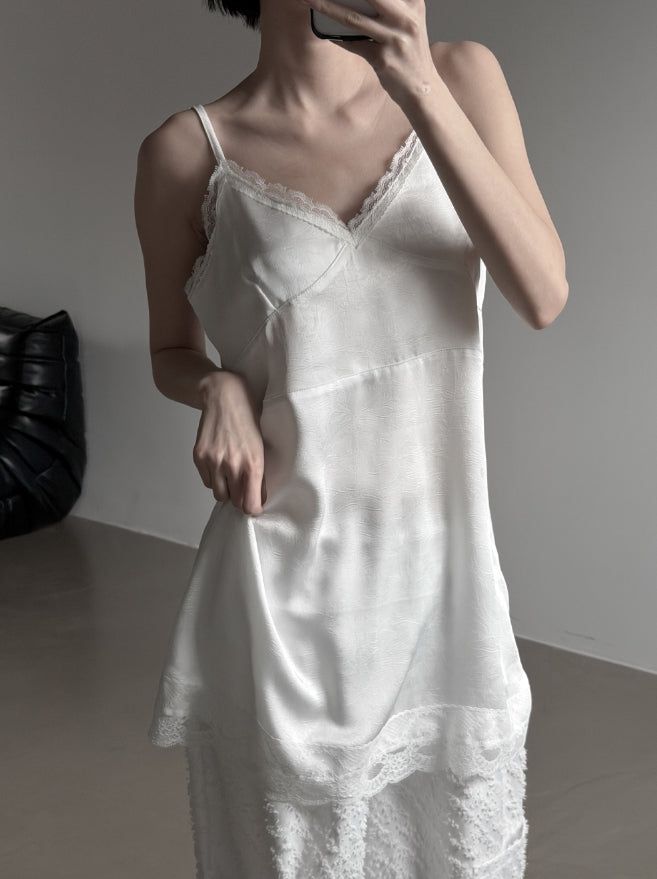 Ek Satin Lace Slip One Piece