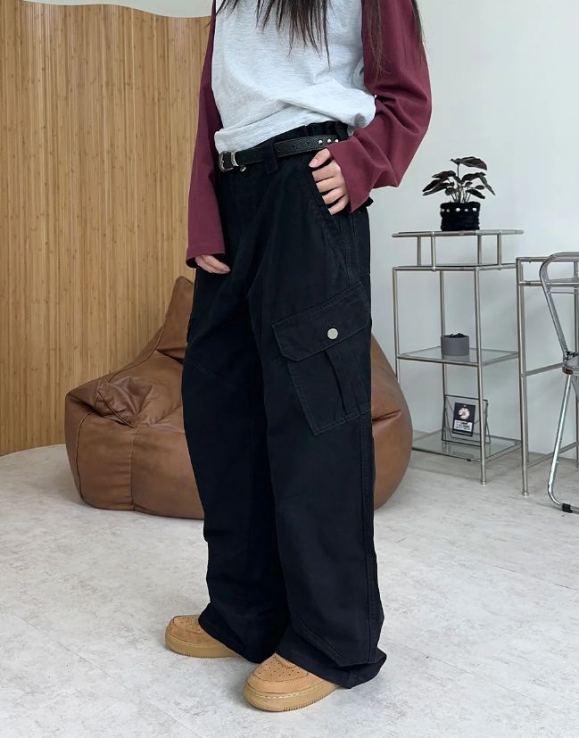 Toen-dyed diagonal cargo pants