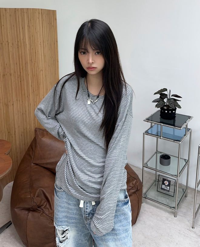 Aaron Loose Fit Striped Long Sleeve