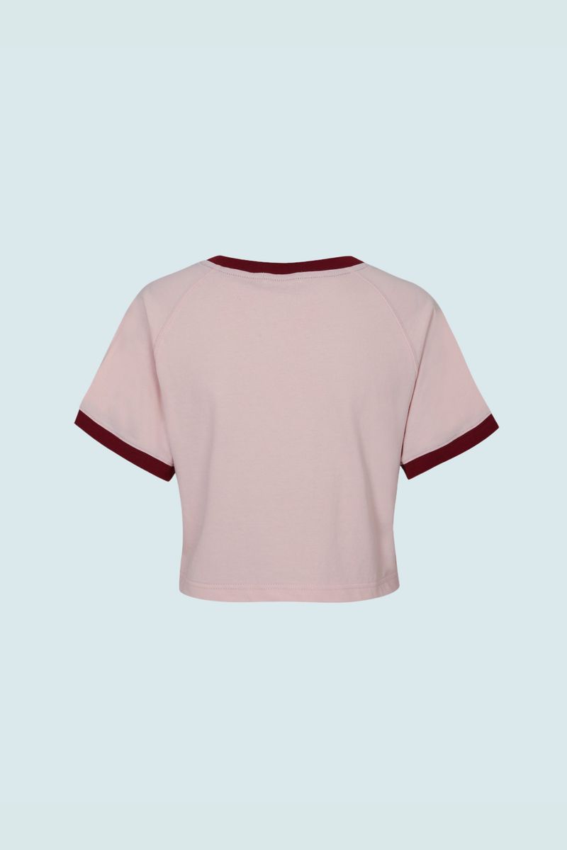 CONTRAST REGLAN CROP T-SHIRT (PINK)