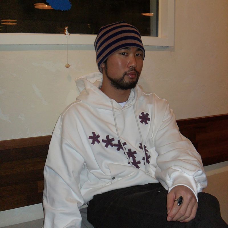 Striped knit beanie / Blue