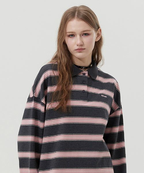 KIRSH（キルシー）の「STRIPE RUGBY T-SHIRT [GRAY]（Tops）」