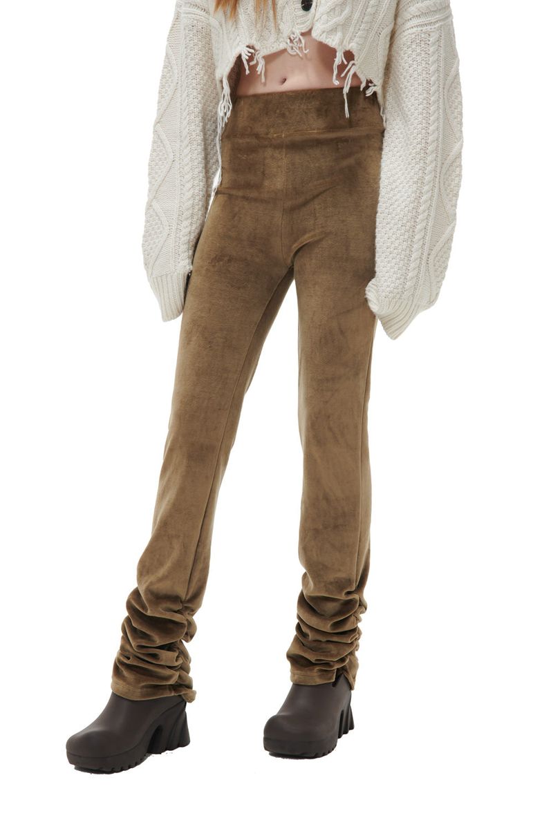 VELVET SHIRRING LEGGINGS