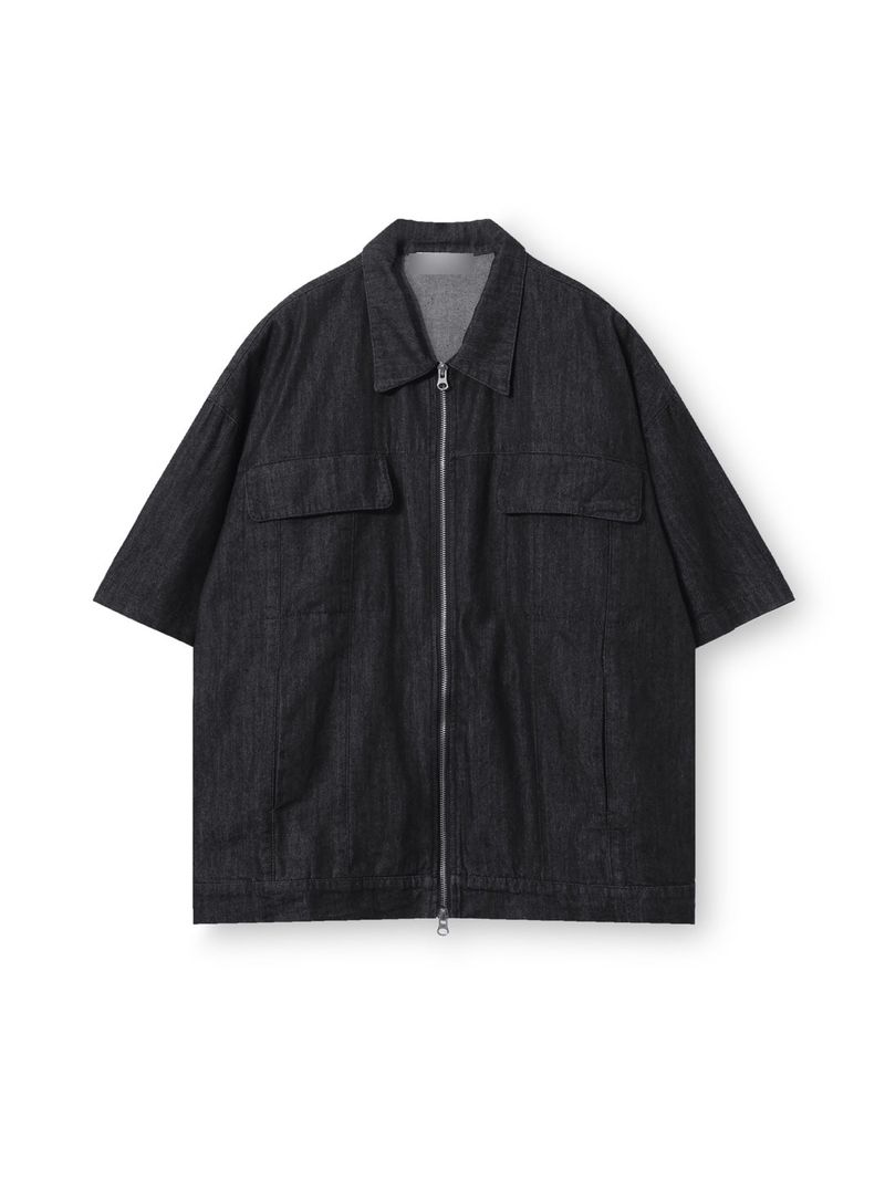 Two way denim short sleeve zip-up jacket 2C