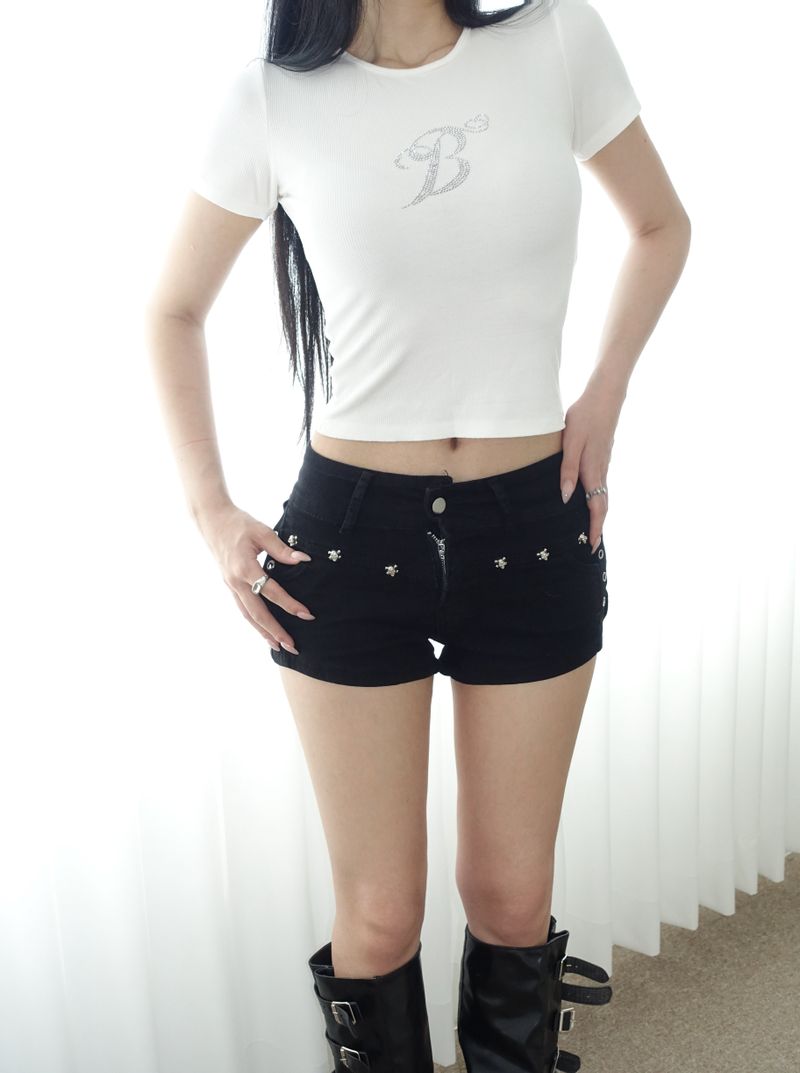 Black Stud Shorts