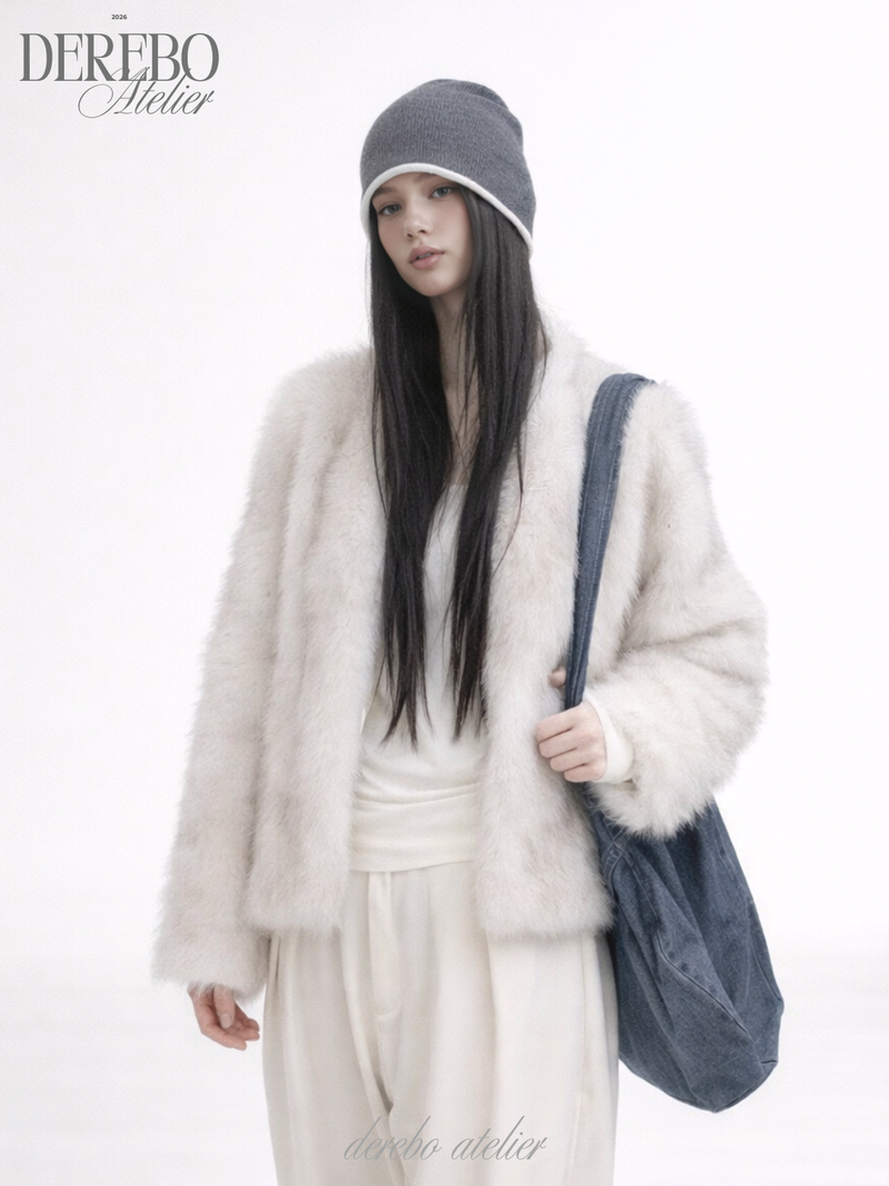Snow Fox No Collar Fur Jacket