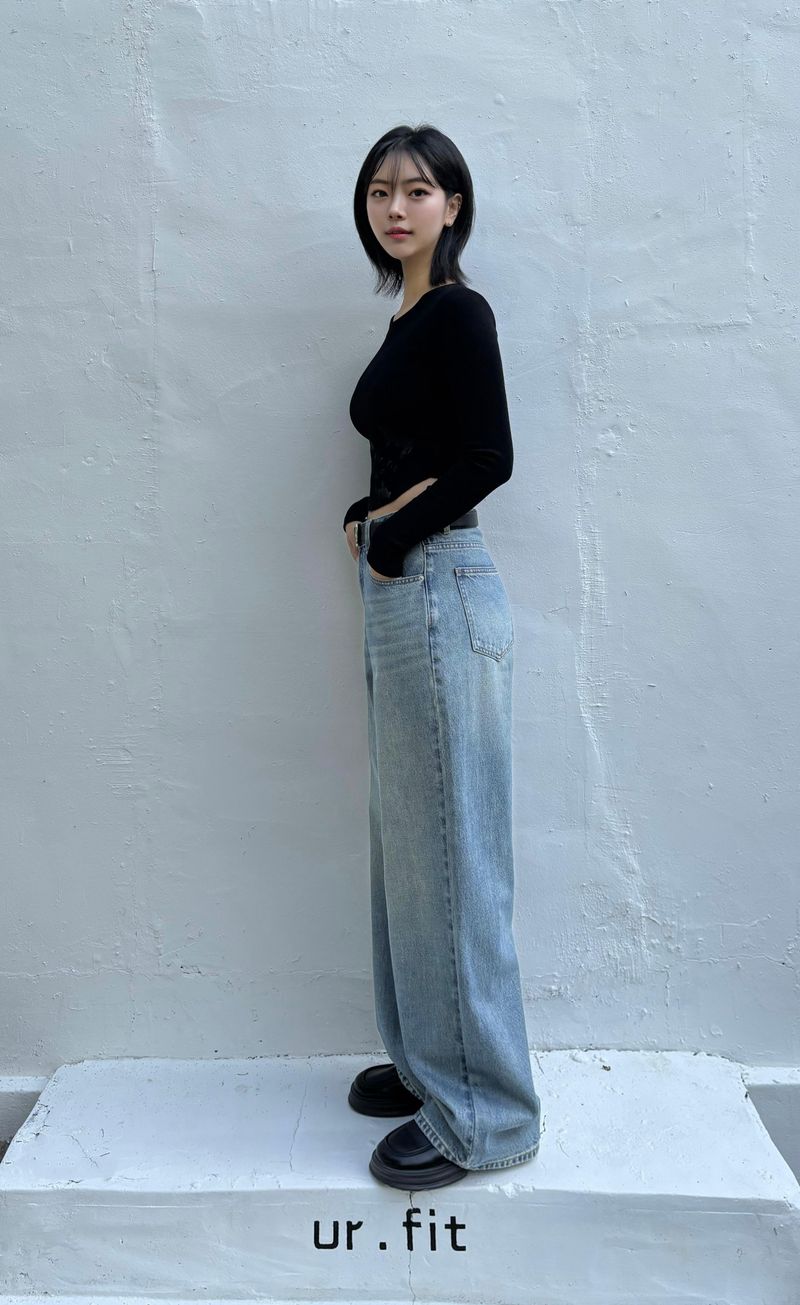 WIDE BLUE DENIM PANTS code 23000