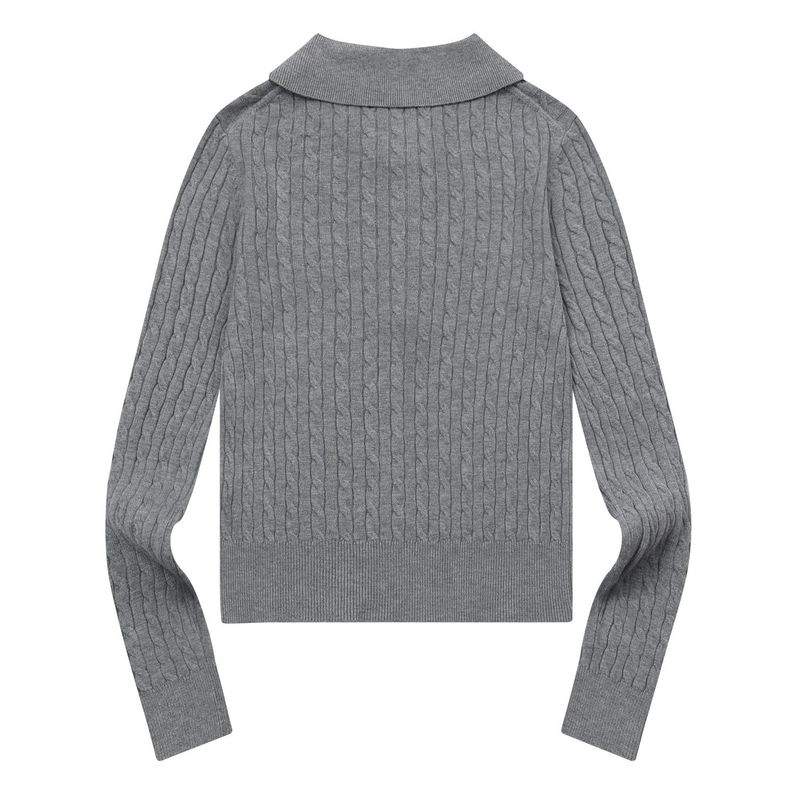 LEMELO COLLAR-NECK BUTTON CROP KNIT (3COLOR)