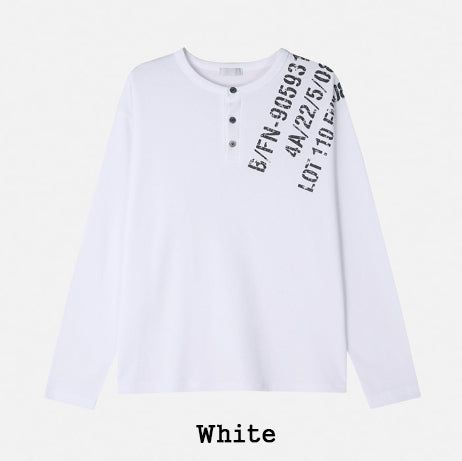 Devel Waffle Henley Neck Long Sleeve T-shirt