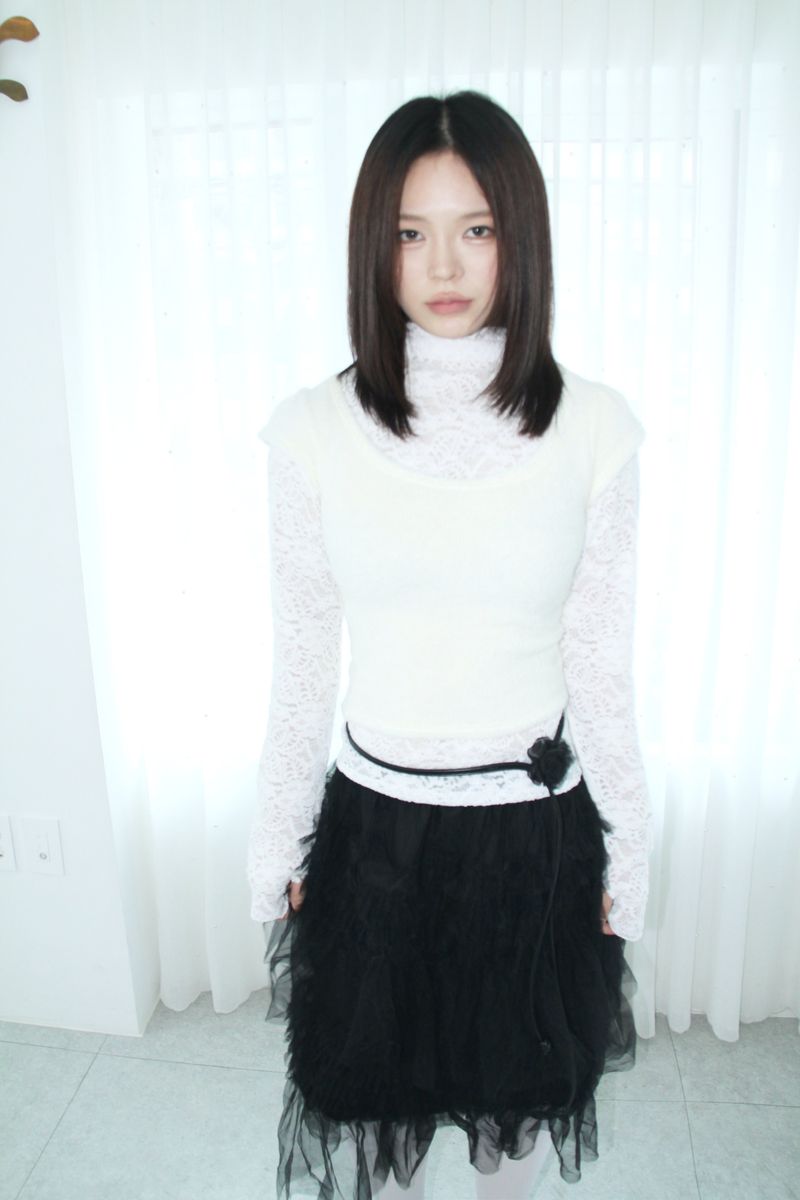 U-neck Angora Half Short-Sleeved Knitwear