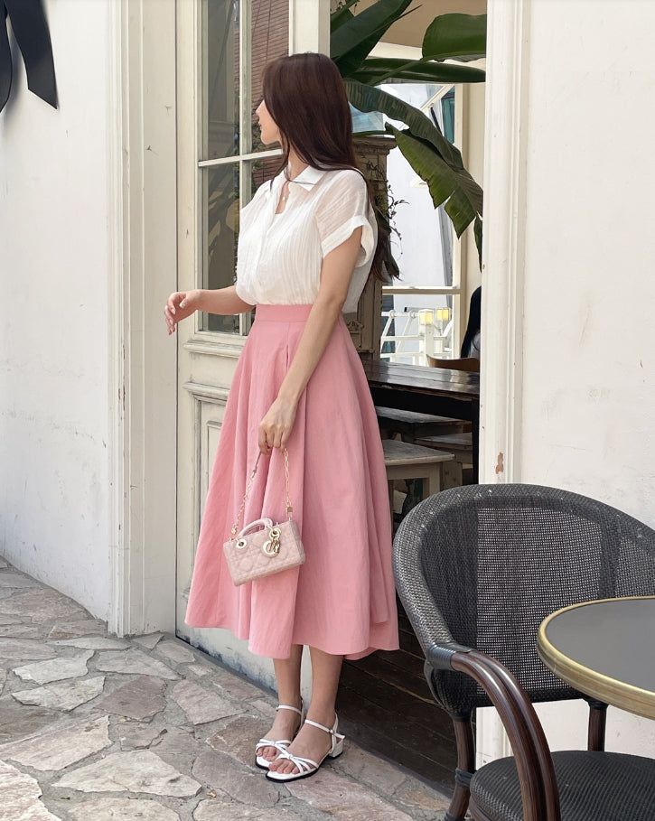 Effiang banding flare long skirt