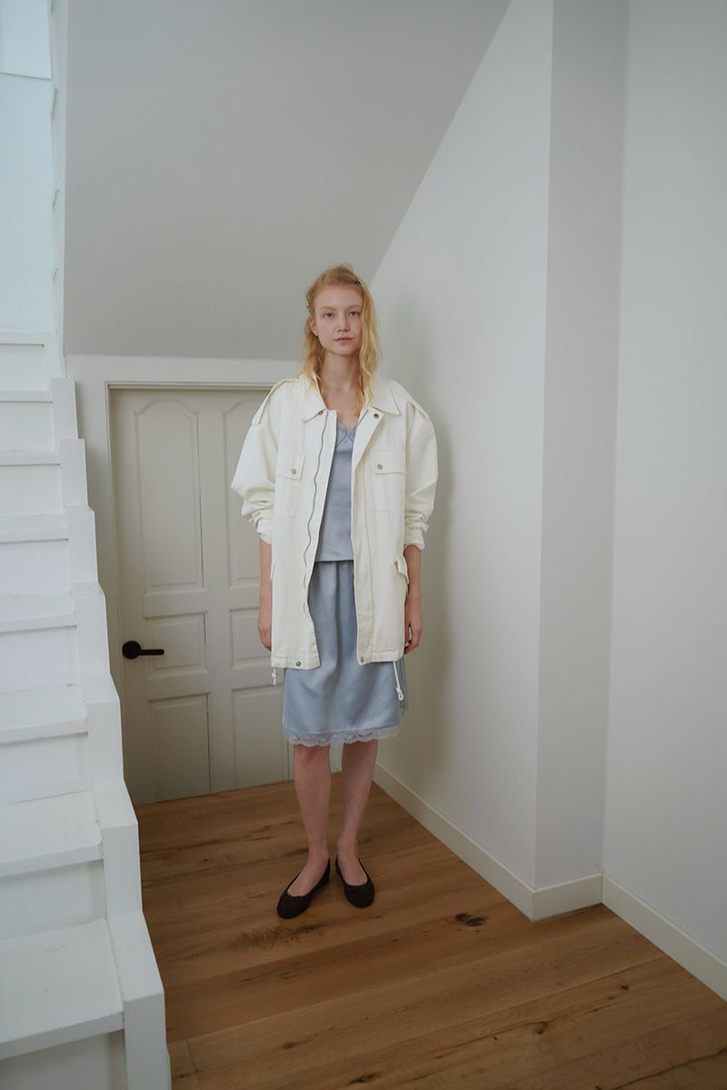 Satin midi skirt_skyblue