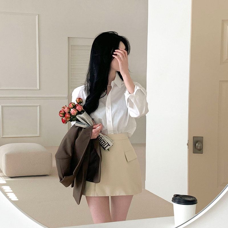 [4color] slit pocket mini skirt