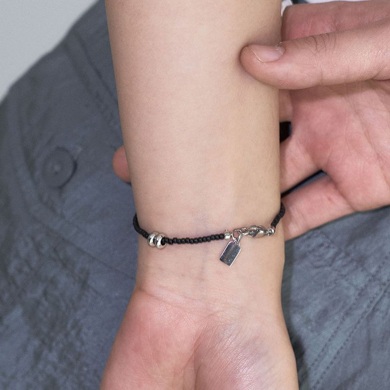 SILVER DONUT BRACELET BLACK