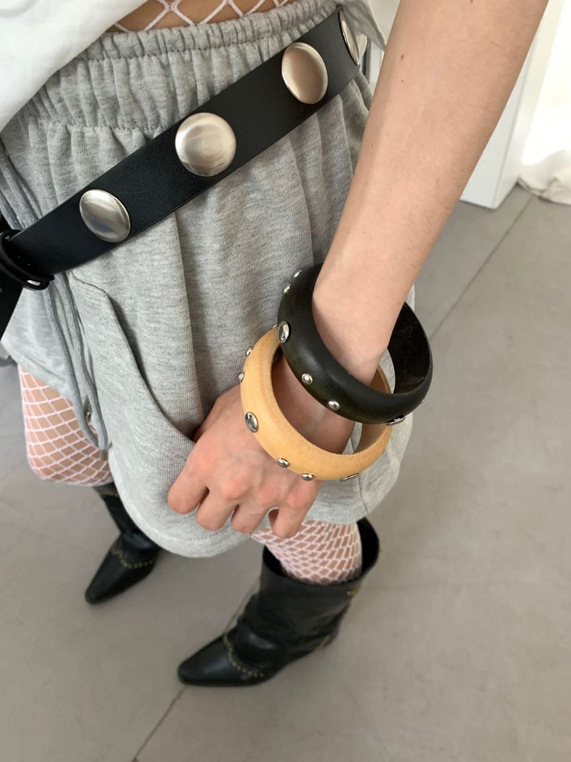 [Influencer] Stud point wood bangle(2color)