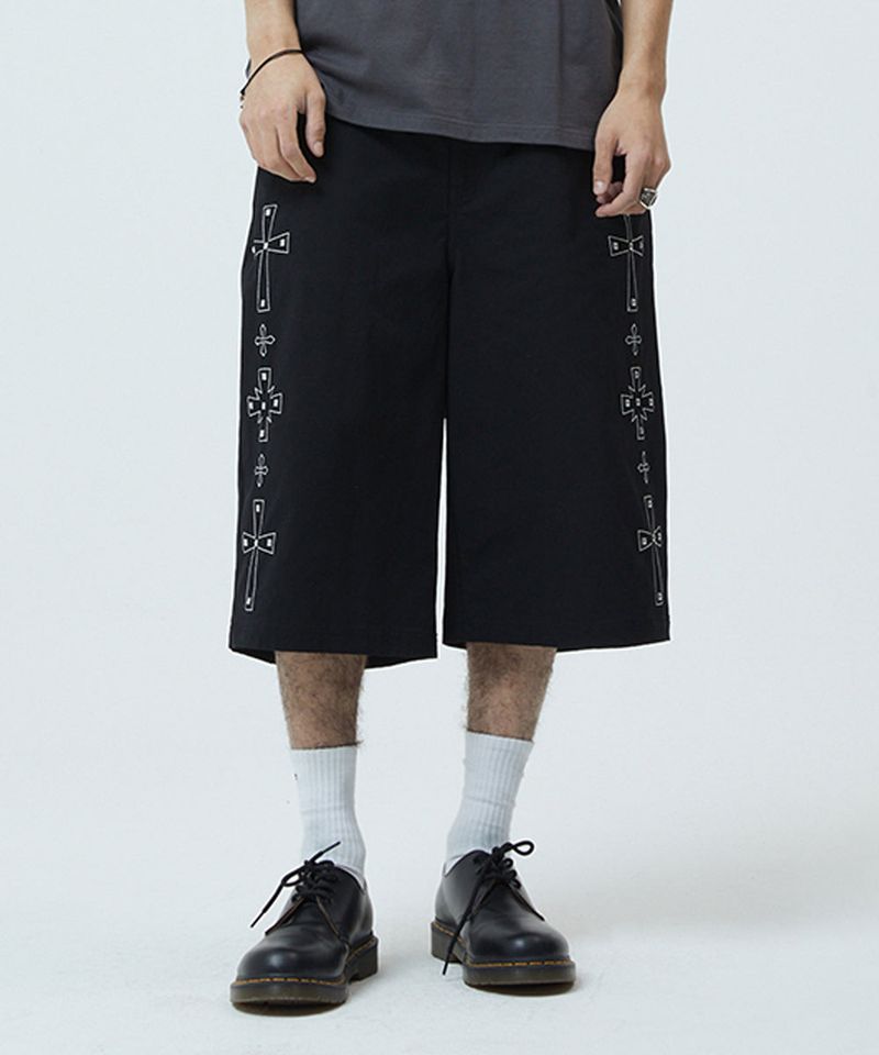 mahagrid（マハグリッド）の「CROSS STUD TWILL SHORTS_BLACK（Pants）」