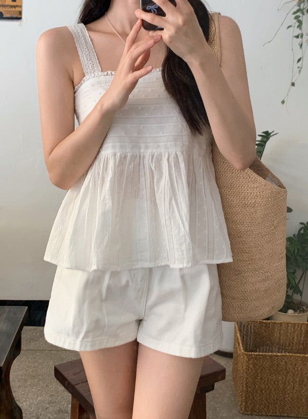 Two Pintuck Cotton Shorts (3color)