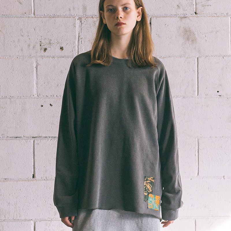 [Patchwork Sweatshirt] Charcoal