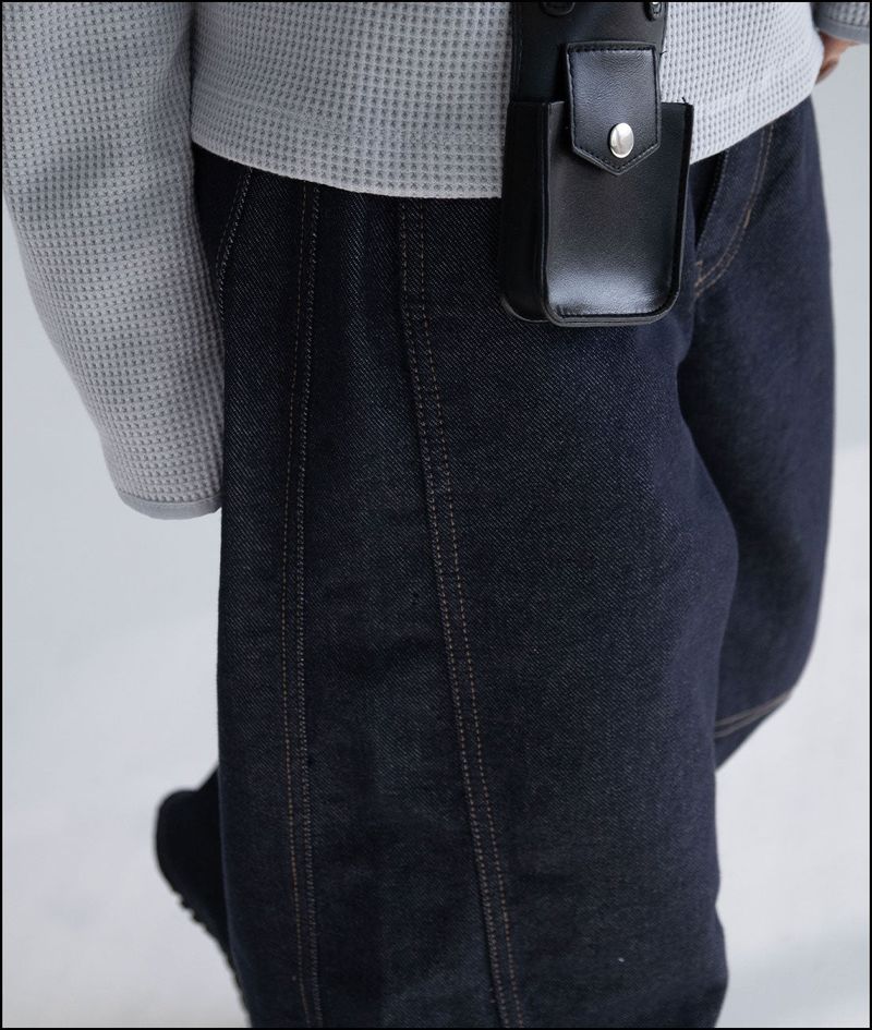 Davit ballon curved raw denim pants
