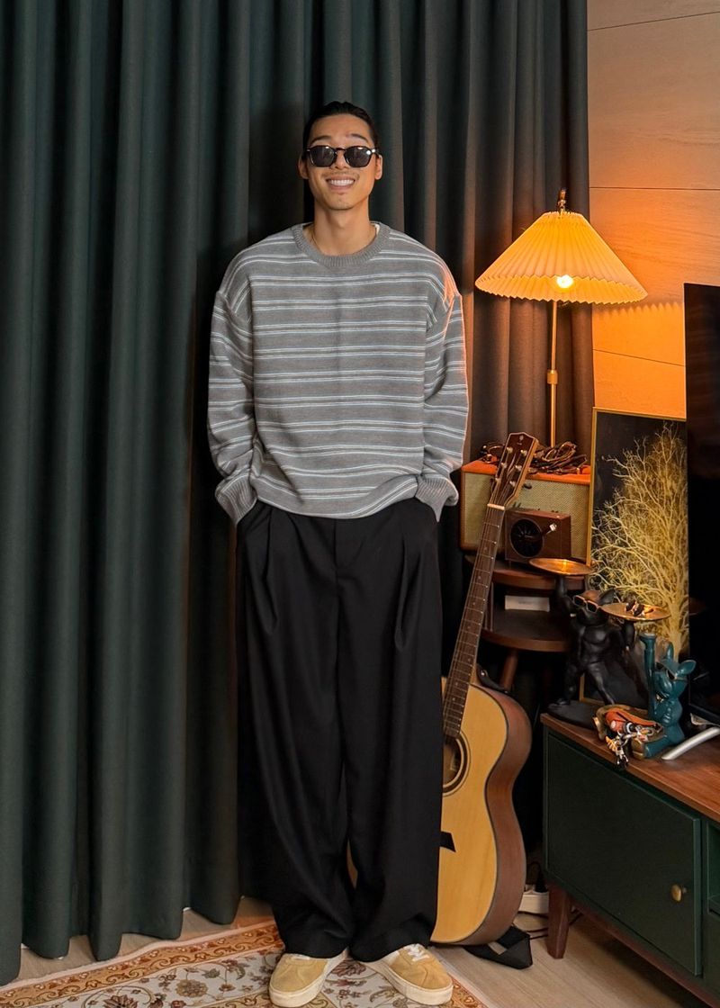 Reverse stripe knit 2COLOR