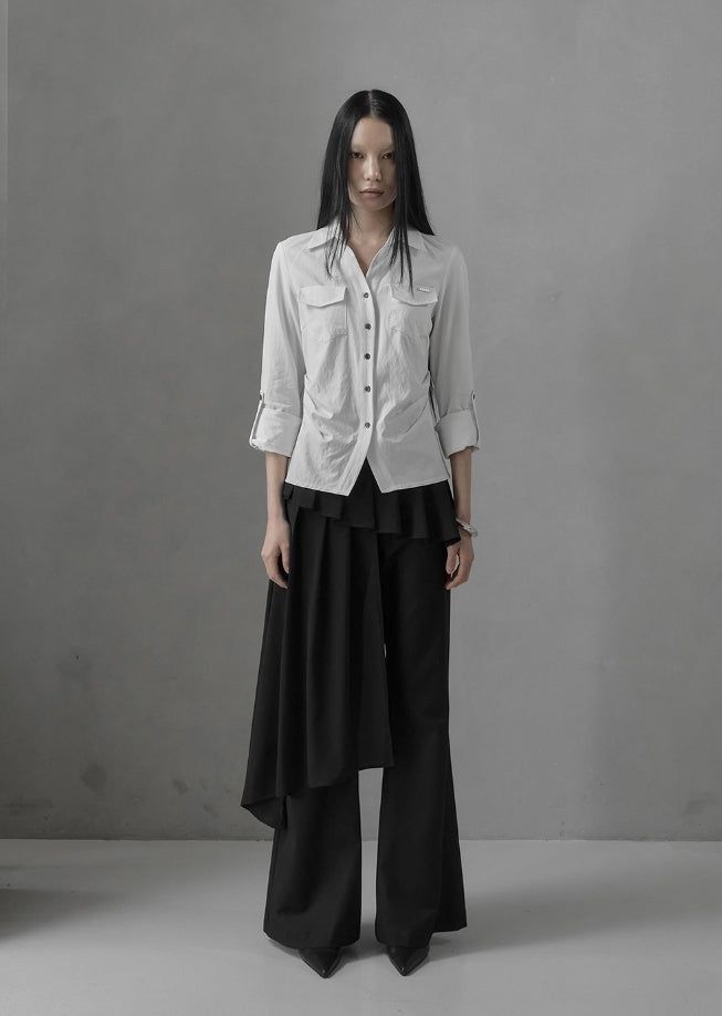 26SS★ [mnem] Muted Roll-Up Shirt
