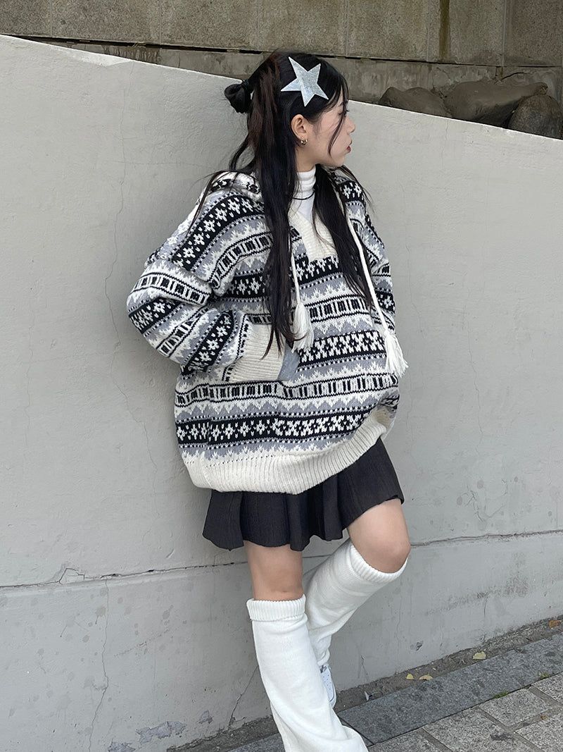 Igloo hooded long knitwear