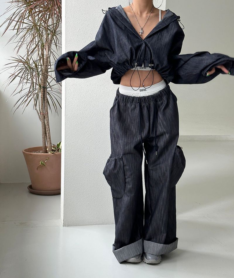 Cropped Hooded Shirt Jacket