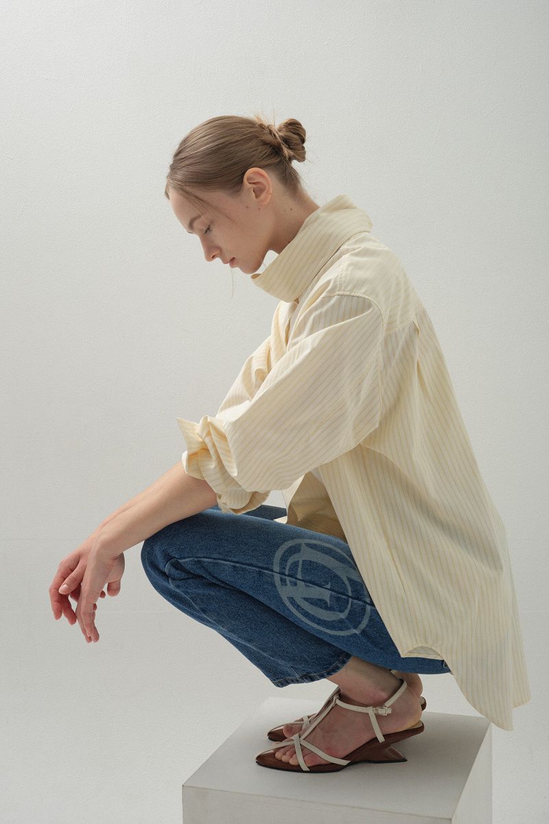 Drape Scarf Shirt_Beige