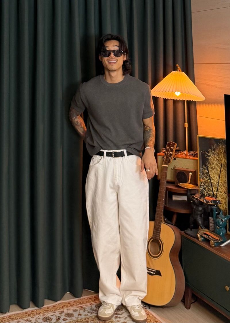 Semi-wide cotton pants 5COLOR