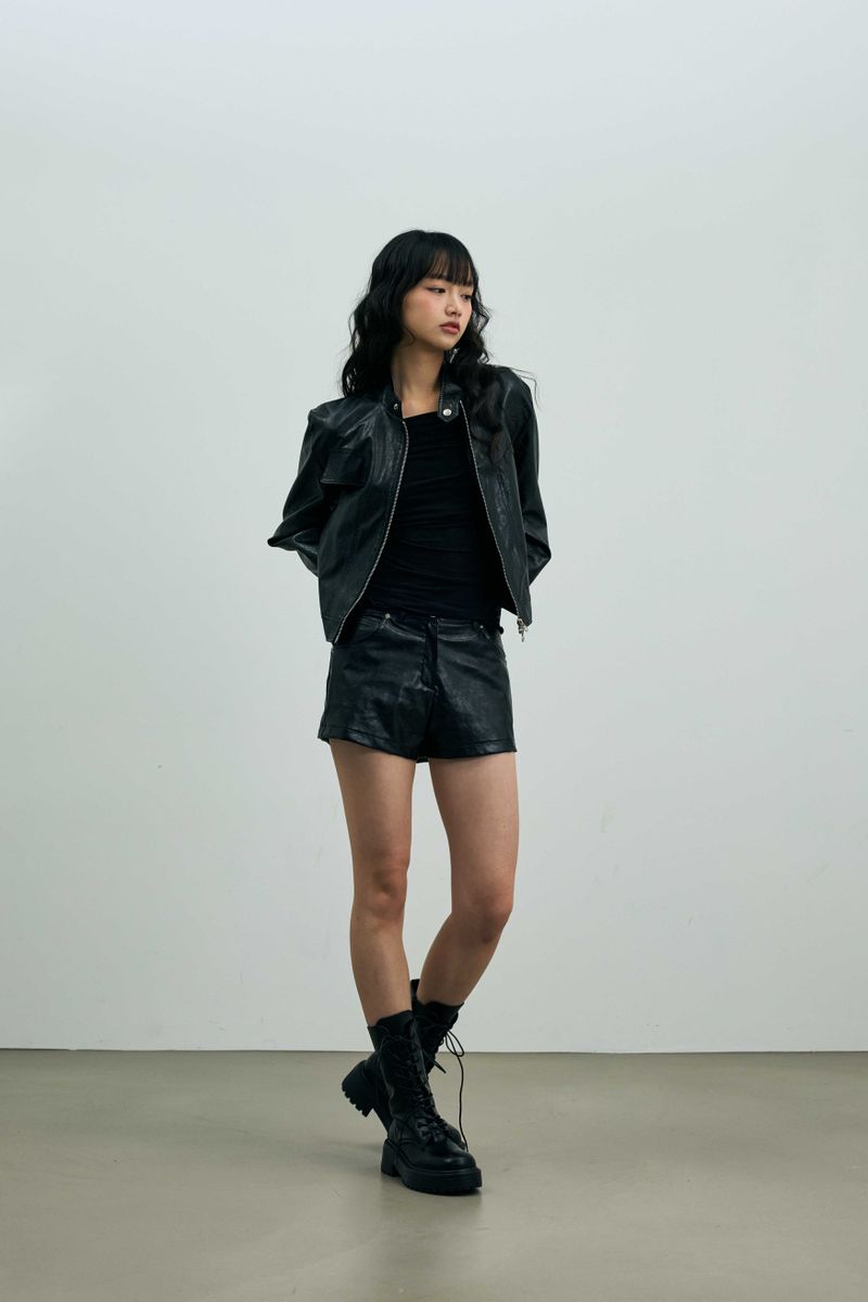CLARI FAUX LEATHER JACKET / BLACK