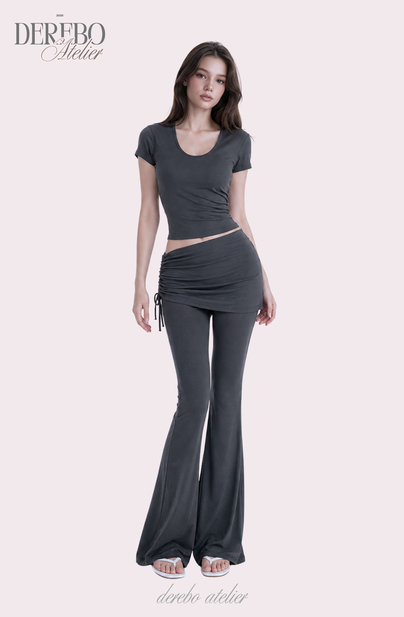 Liiv short-sleeve cap training shirring pants set (LONG PANTS)