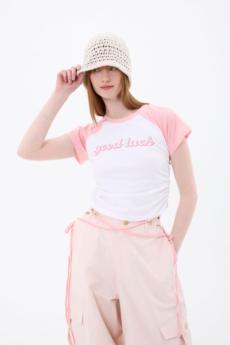 GOOD LUCK LOGO T-SHIRT / PINK
