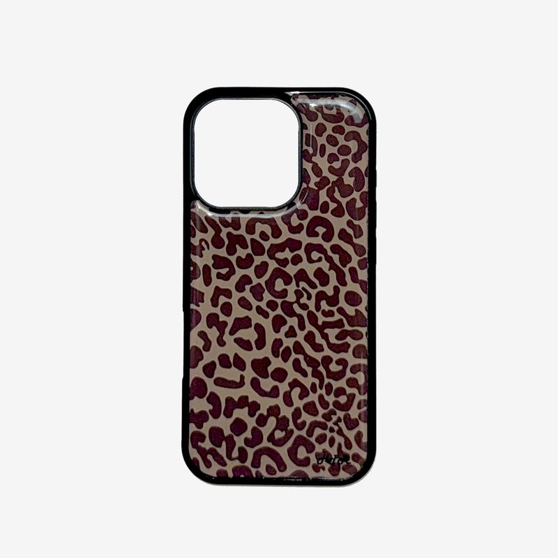 [MADE] Leopard (Brown) Epoxy Black Bumper iPhone Case