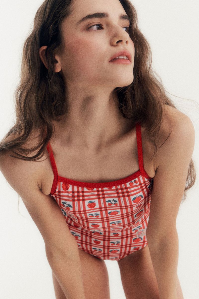 [Strawberry Table_red] One Piece Swimsuit