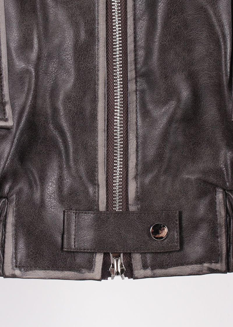 NON COLLAR LEATHER JACKET