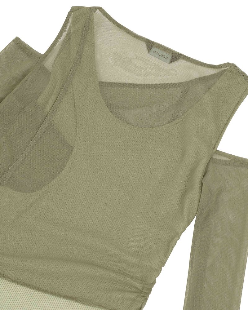 In&Out Knitted Top _  OLIVE GREEN
