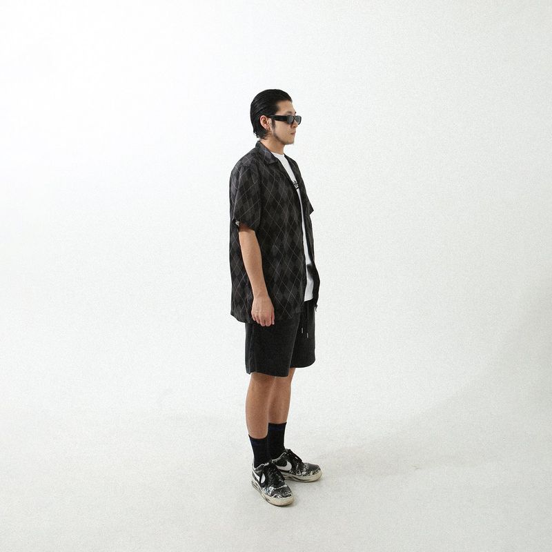 ARGYLE FUNK HALF SHIRTS BLACK