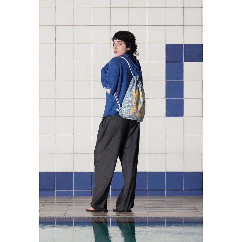 LOGO GINGHAM CHECK GYM SACK / BLUE