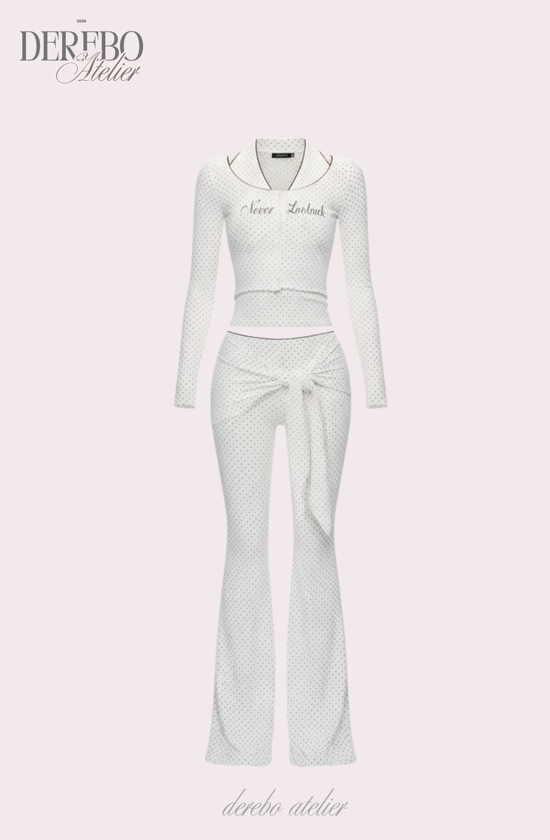 Dot halter cardigan flare training setup (PANTS)