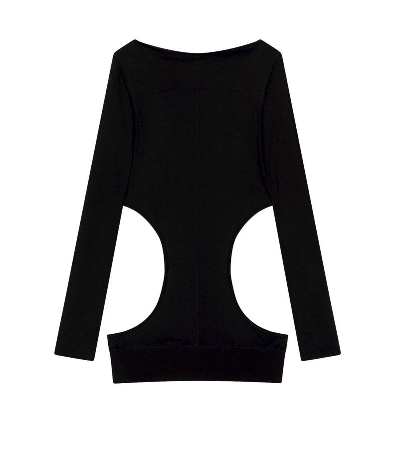 Curved Cut Layered Tee / Black