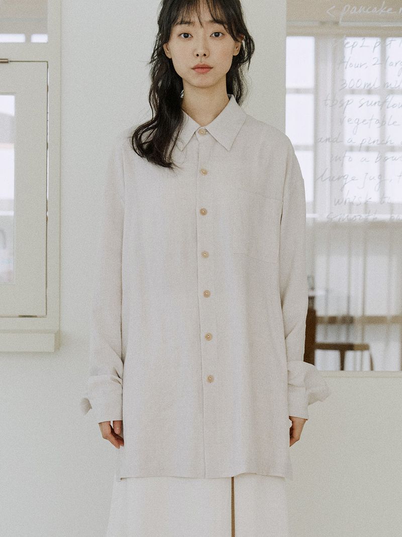 unisex linen patch shirts natural