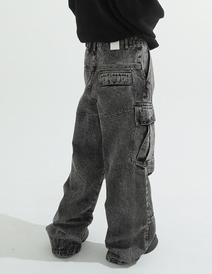 Ness pigment cargo denim pants