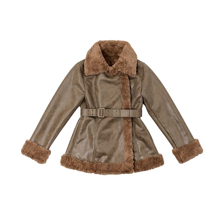 CRACK LEATHER SHEARING MUSTANG JACKET