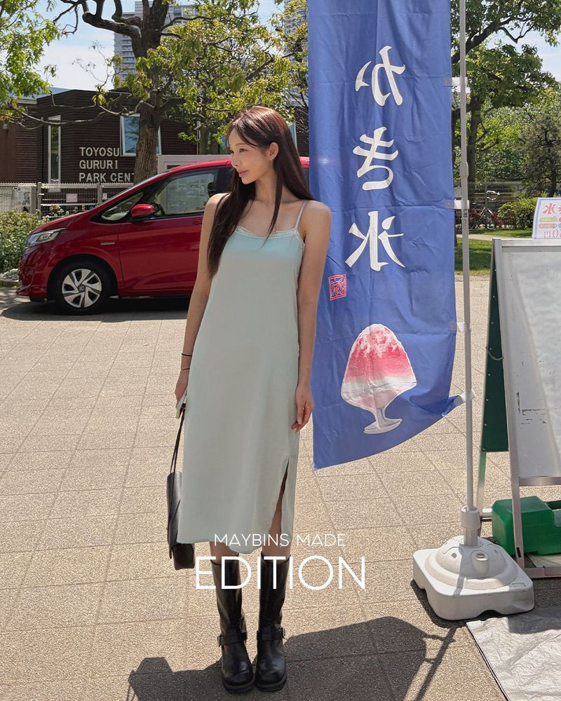 MAYBINS（メイビンス）の「[MADE] Chami satin lace slit dress（Dresses）」