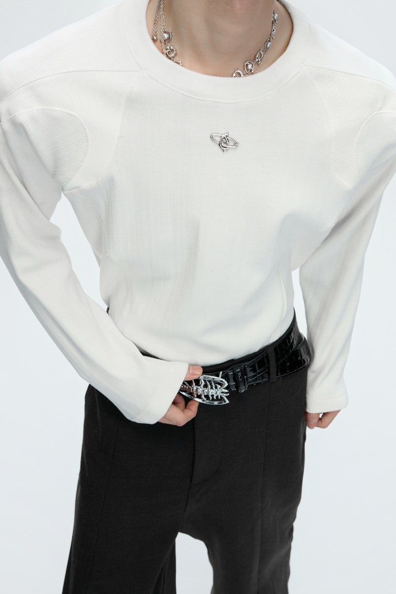 Argue Cultureの「Ribbed Cotton Leather Patch Tee(Tops)」